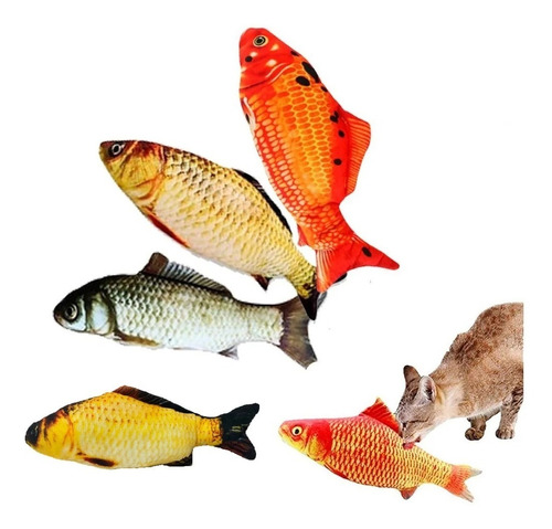 Kit X 5 Peluches Fish Mascota Juguete Catnip Realista 