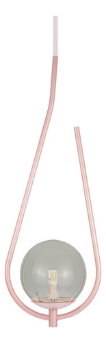 Lustre Pendente On Drop Com Globo De Vidro Estrutura Rose/ Vidro Fumê 127/220v