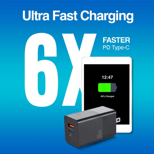 Cargador De Pared Volta P6 Ultra Rápido 65w Usb-c + Usb -a