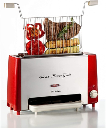 Parrilla Grill Eléctrico Vertical 1300w Rojo Ariete Ital 730