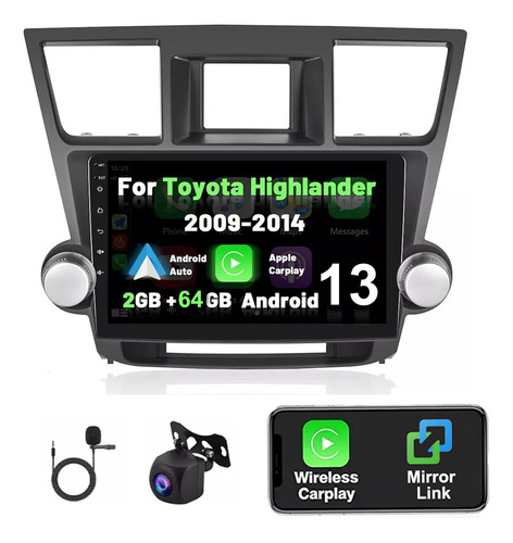 Estéreo 2+32g Carplay Para Toyota Highlander 2009-2014 Hifi