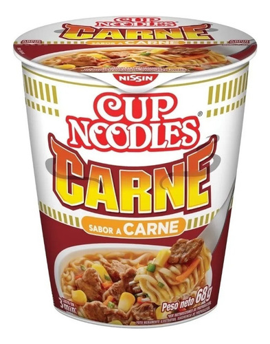 Fideos Cup Noodles Nissin Carne 68g. Caja 24 Unidades
