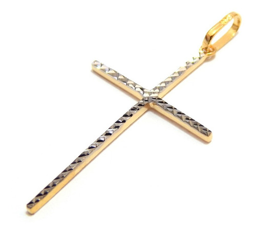 Cordão Baiano Colar Com Pingente De Cruz Palito Ouro 18k