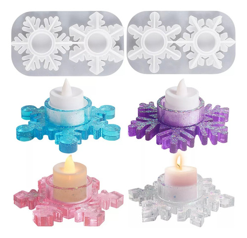 Juego Moldes Silicona Portavela Copos Nieve Resina Cemento Color Blanco