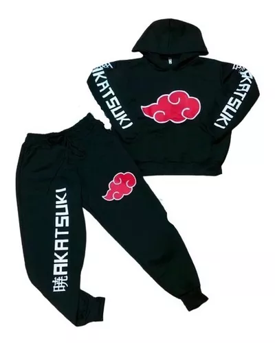 Conjunto de Moletom Naruto Nuvem Akatsuki Infantil com Capuz