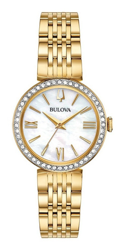 Reloj, Pulsera, Bulova Original 98x122 Para Dama Color de la correa Dorado Color del bisel Dorado Color del fondo Blanco