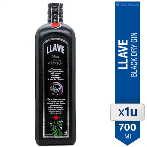 Ginebra Llave Label Black Botella - 01almacen