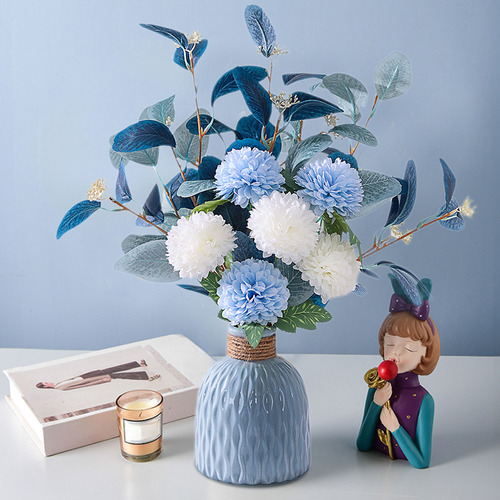 O Flor Artificial Con Jarrones, Hortensia Falsa Con Ramo C