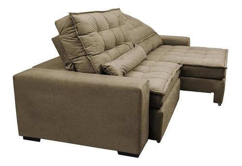 Sofá Retrátil e Reclinável com Molas Ensacadas Cama inBox Gold 2,52m Tecido Suede Velusoft Castor