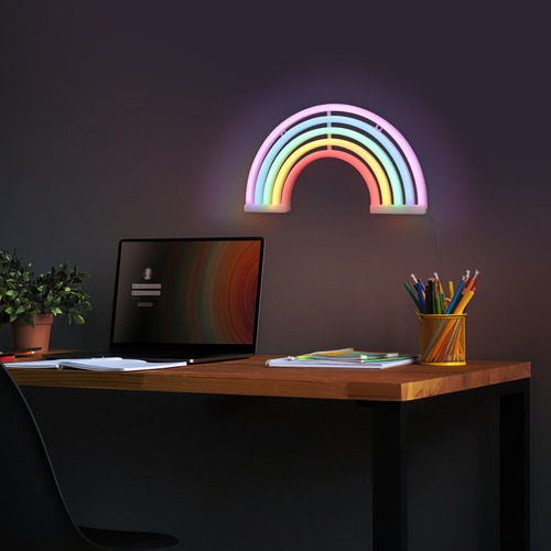 Luz De Neón Arcoíris Con Luces De Neón De Base