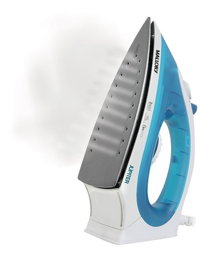 Imagem 2 de 3 de Ferro de passar a vapor Mallory Júpiter cor branco e azul com base antiaderente 110V