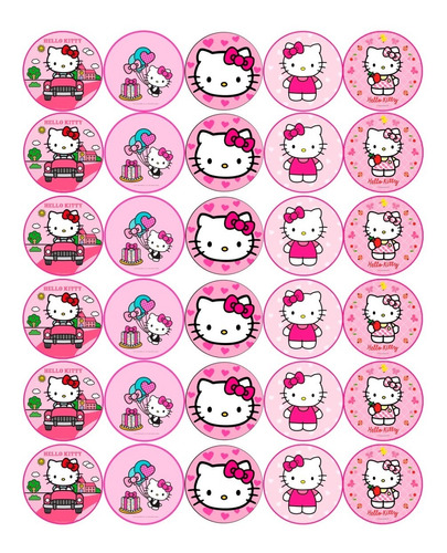 Lamina Comestible Hello Kitty -circulos De 4 Cm- Azucar