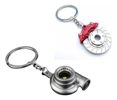 2 Llaveros Turbo De Coche Y Freno De Disco Con Caliper