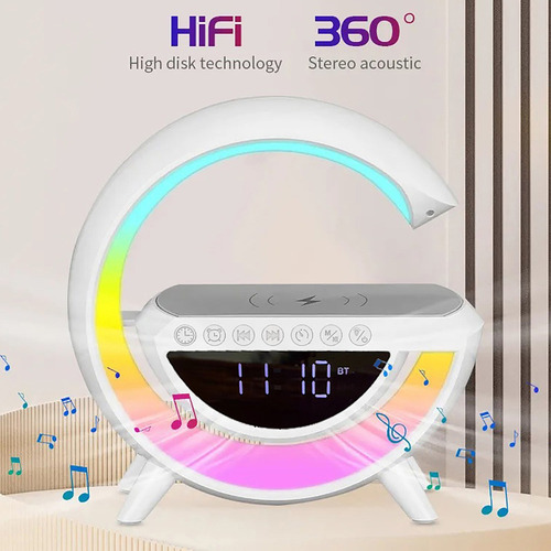 Lámpara De Carga Inalámbrica, Altavoz Bluetooth, Reloj De Mú