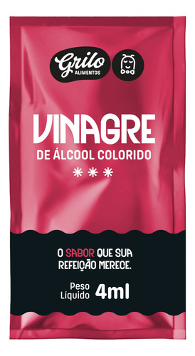 Sachê Vinagre Grilo Alimentos 4ml Caixa Com 184 Und