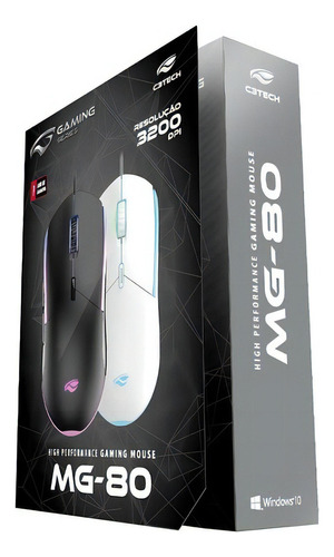 Mouse Gamer 3200 Dpi C3tech Mg-80bk Preto Com Led