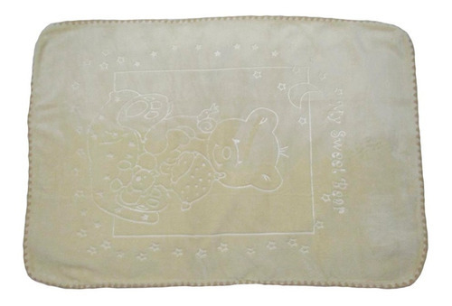 Cobertor Infantil Berço Raschel Relevo 80x110cm Bege Jolitex Cor Bege Desenho Do Tecido My Sweet Bear