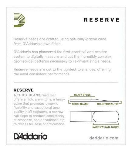 Cañas Daddario Reserve Para Saxo Alto Dureza / Número Nº 3