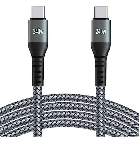 15ft 240w Usb C A Usb C Super Fast Charging Cable, Nylon Bra