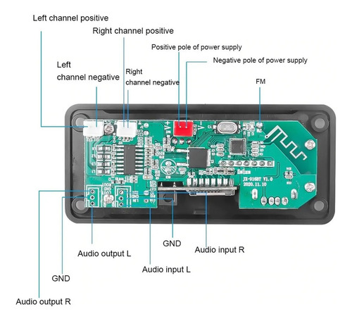 Módulo Decodificador Mp3 Dc 6v12v Bluetooth 5.0, Pantalla Di