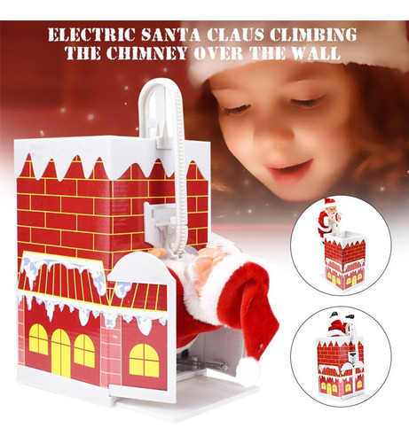 ( Papá Noel Cantante Eléctrico Escalando La Chimenea