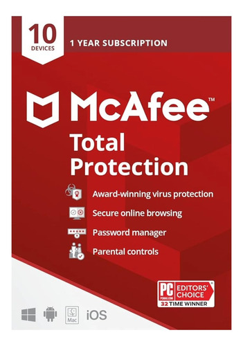 Mcafee Total Protection 10 Dispositivos 1 Año Key Oficial