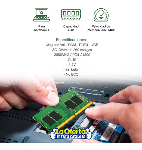 Memoria Ram Kingston Sodimm Notebook 4gb Ddr4 2666mhz Loi