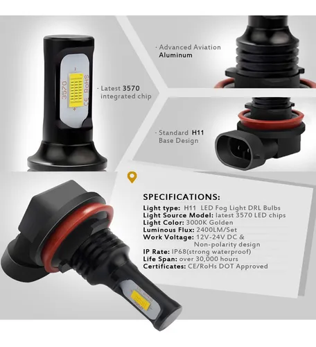 Bombillas De Luz Antiniebla Led H8 H11 80w 4000lm Para Honda