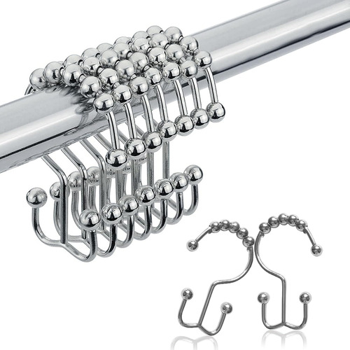 Ganchos Cortina De Baño Acero Inoxidable Doble Circulación Plata