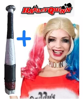 Peluca + Bate Harley Quinn Fiesta Halloween