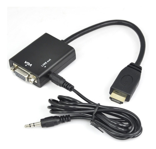 Imagen 1 de 5 de Conversor Hdmi A Vga Con Audio 1080p Full Hd Cable Adaptador