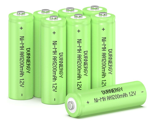 Durnergy Paquete De 8 Baterias Aa Recargables, Doble A, 1200