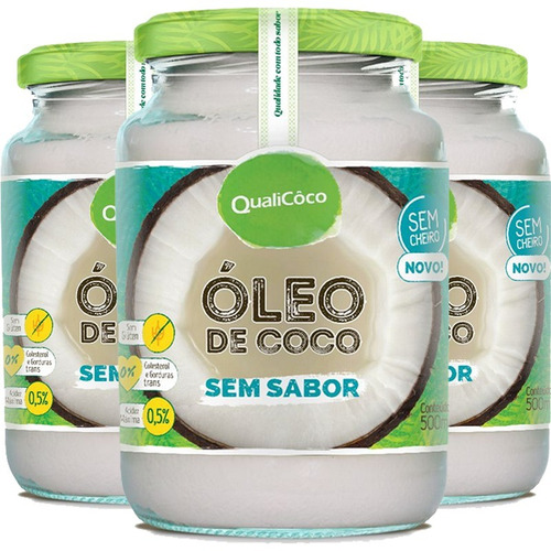 Kit 3 Óleo De Coco Sem Sabor 500ml Qualicôco