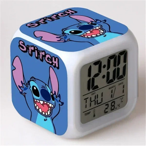 Reloj Despertador Miniso Disney Stitch Led En Color, El Mejo