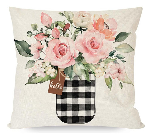 Pandicorn Hello Spring Pillow Covers De 18x18 Pulgadas Búfal