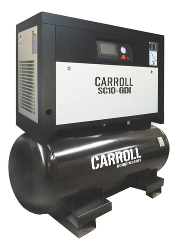 Compresor de aire eléctrico Carroll CAR-SC10-GDI500 trifásico 500L 10hp 220V 60Hz negro