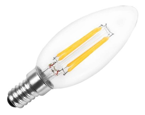 Imagem 2 de 7 de Kit 2 Lâmpada Vela E14 Filamento Led 4w 2700k 127v Clara