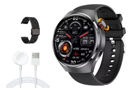 Reloj inteligente Smartwacth Gt4 Pro NFC para hombre, diseño de pulsera de acero negro