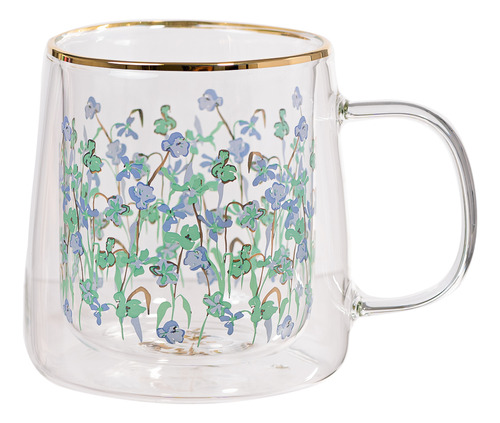 Taza Doble Vidrio Iris Flowers 250 Ml