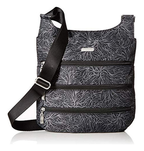 Baggallini Big Zipper Bagg Con Rfid, Midnight Blossom