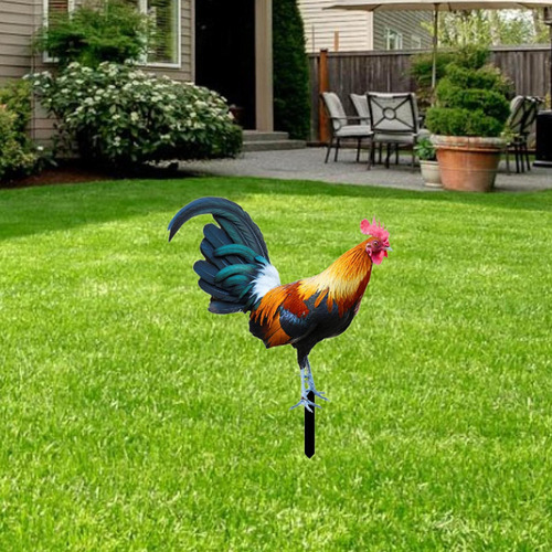 Wf/ Estaca Jardín Gallo, Adorno Pollo, 21,5 Cm X 25 Cm