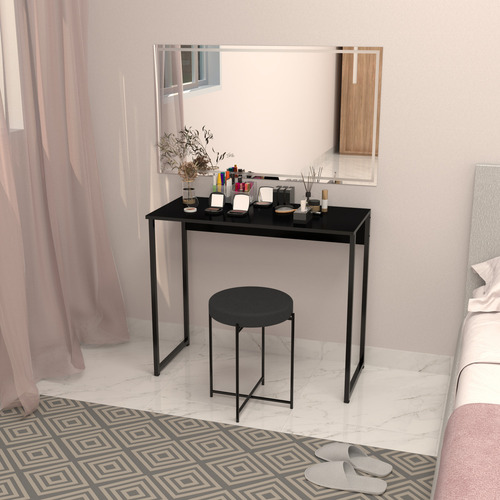 Penteadeira Sem Espelho Camarim Quarto Adolescente Mesa Escrivaninha Multifuncional Mdf Estilo Industrial Cor Preto