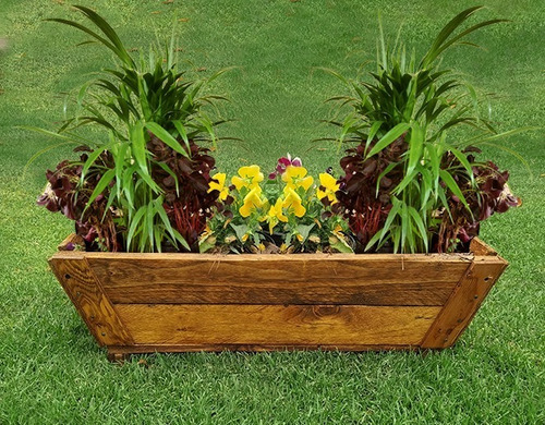 Imagen 2 de 8 de Maceta De Madera Tipo Jardinera De 70 Cm De Largo