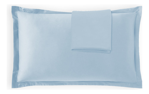 4 Fundas De Almohadón | King Size | 2 Colores A Color AZUL CLARO-CAFE Liso