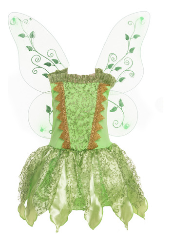 Fantasia Vestido Tinker Bell Fada Verde Infantil 