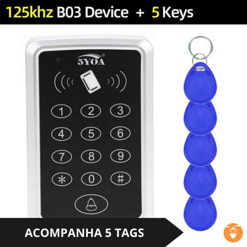 Controlador Acesso 1000 Usuários Teclado Rfid 5 Boton Free