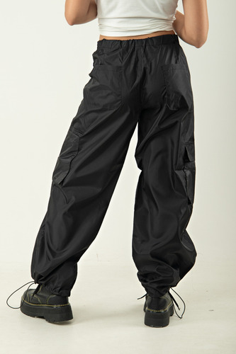 Pantalon Parachute De Ciré Cargo Con Elastico Byh