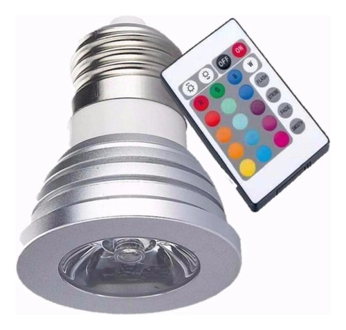 Lâmpada Genérica Lampada Rgb Dicroica E27 Led 3W Rgb Biv C/ Controle cor rgb 3W