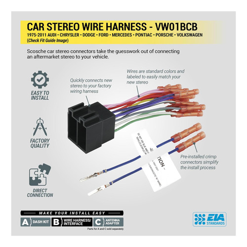 Scosche Vw01bcb Kit De Cableado De Cabello De Radio Para Con