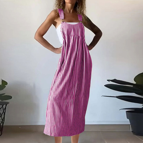 Vestido Informal Holgado De Color Liso Con Cuello Redondo